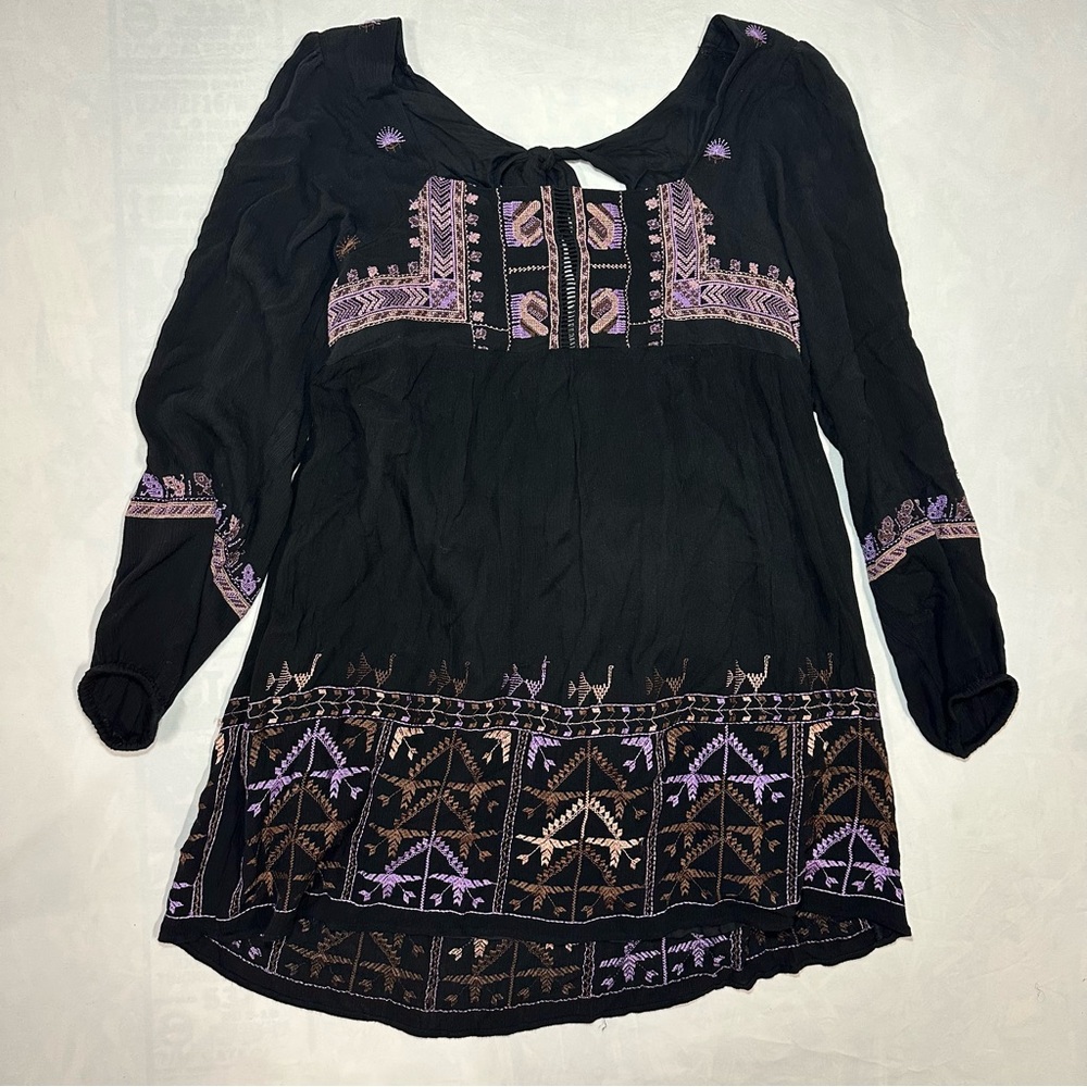 Free People Rhiannon Boho Mini Dress women’s Large - Picture 2 of 4